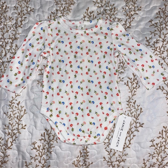 NWT Janie and Jack floral onesie size 3-6 month 100% cotton long sleeve kid baby - Picture 8 of 10